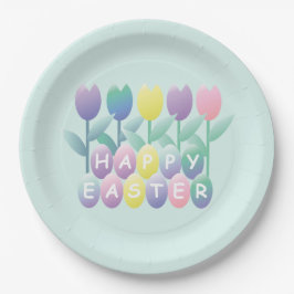 Plato De Papel Tulips Easter Eggs Fiestas Plates