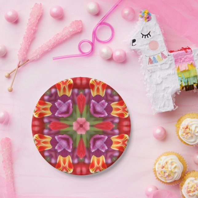 Plato De Papel Tulips Kaleidoscope (Fiesta)