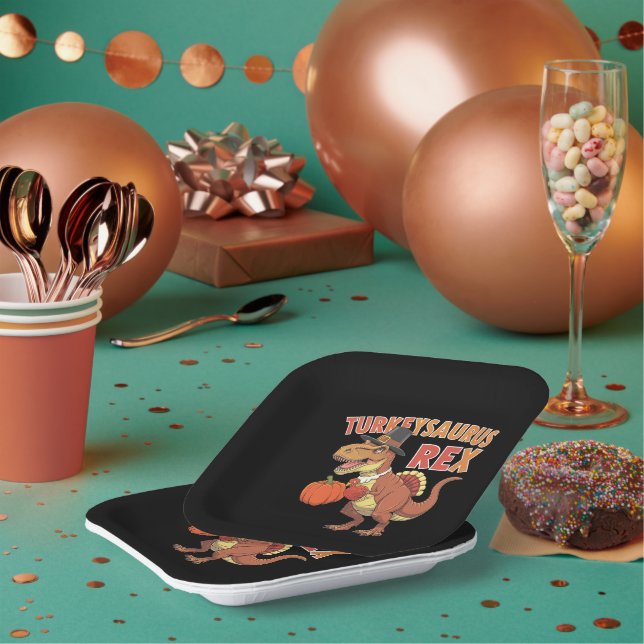 Plato De Papel Turkeysaurus Rex Dab Turkey Dino Toddler Boys (Multi)