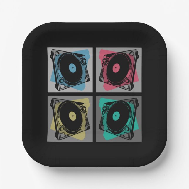 Plato De Papel Turnables de arte pop retro (Anverso)