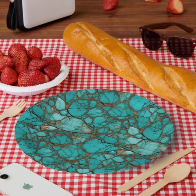 Plato De Papel Turquesa (Picnic)