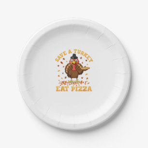 Plato De Papel TURQUÍA COME PIZZA Shirt Adult Vegan Niños Gracios
