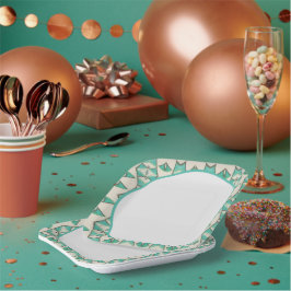 Plato De Papel Turquido con blanco