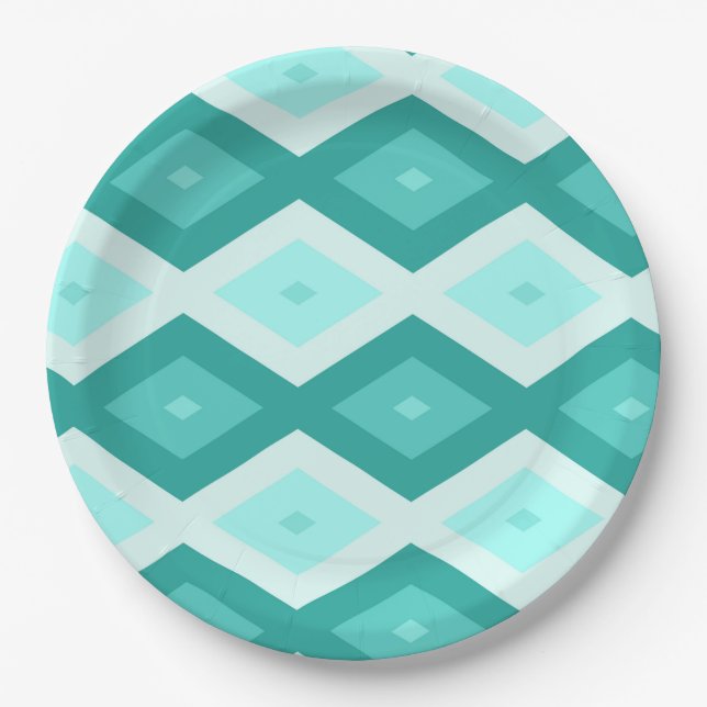 Plato De Papel Turquoise diamond pattern (Anverso)