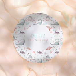 Plato De Papel Turquoise Girl Dinosaur Birthday Party
