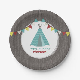Plato De Papel Turquoise Tipi Birday