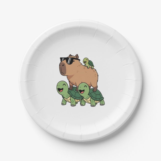 Plato De Papel Turtle Rige Capybara, curioso capibara (Anverso)