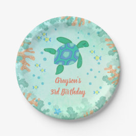 Plato De Papel Turtle Under the Sea Birthday Party