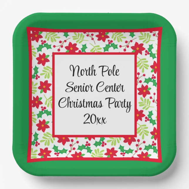 Plato De Papel Tus Palabras Personalizan Navidades Fiesta Rojo y  (Anverso)