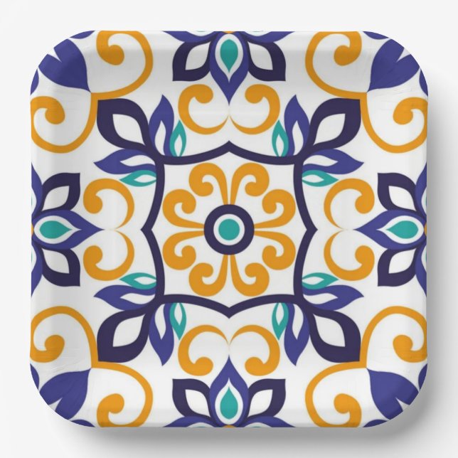 Plato De Papel Tuscan Verve Vibrant Scrollwork  Mediterranean  (Anverso)