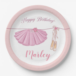 Plato De Papel Tutu Ballerina Dance Happy Birthday Fiesta