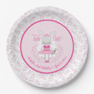 Plato De Papel Tutu Cute Bunny Personalizado Cumpleaños
