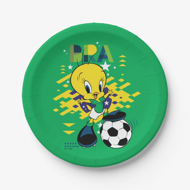 Plato De Papel TWEETY™ Team Brazil Soccer Graphic (Anverso)
