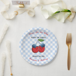 Plato De Papel Twin Boys Baseball Ball Caps Baby Shower