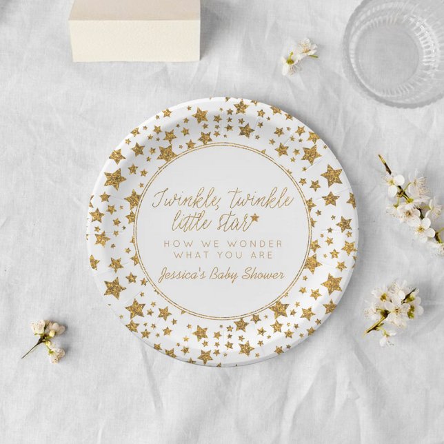 Plato De Papel Twink, Twinkle Little Star Baby Shower (Subido por el creador)