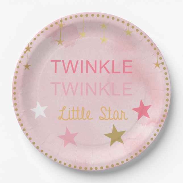 Plato De Papel Twinkle Little Star Baby Girl (Anverso)