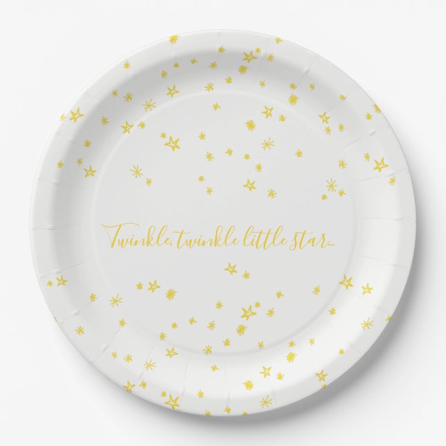 Plato De Papel Twinkle Little Star Baby Shower Placas de papel (Anverso)