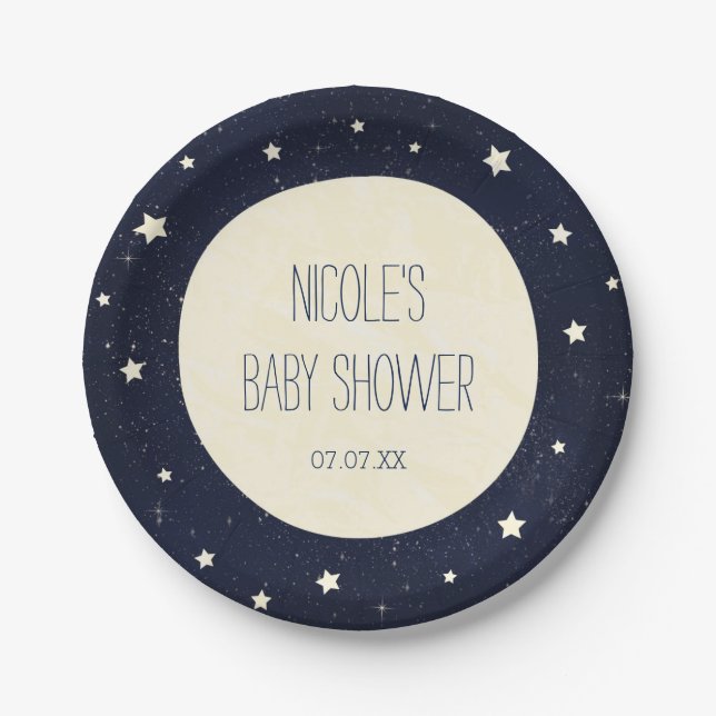 Plato De Papel Twinkle Little Star Cielo Estrellado Baby Shower (Anverso)