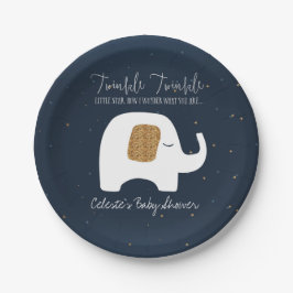 Plato De Papel Twinkle Little Star Elephant Baby Shower Plate