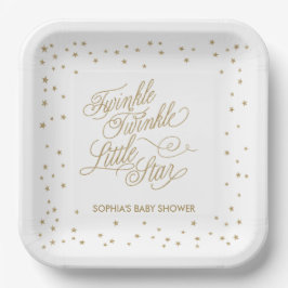 Plato De Papel Twinkle Little Star Gold Baby Shower