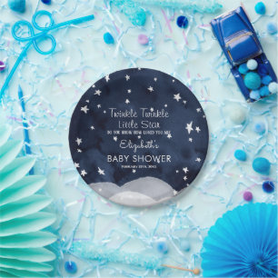 Plato De Papel Twinkle Little Star Whimsical Baby Shower Paper Pl