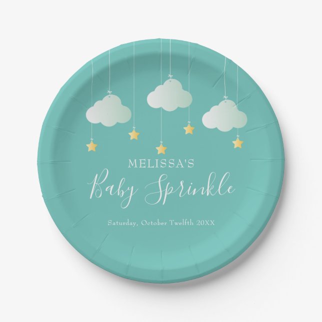 Plato De Papel Twinkle Sprinkle Little Star Baby Shower/Sprinkle (Anverso)