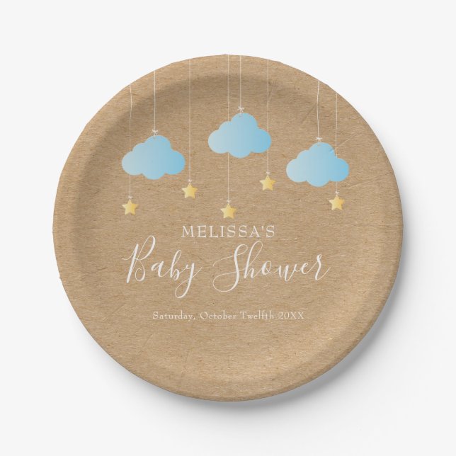 Plato De Papel Twinkle Twinkle Baby Shower / Sprinkle Rústico Boh (Anverso)