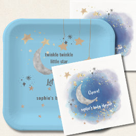 Plato De Papel Twinkle Twinkle Little Star, Azul