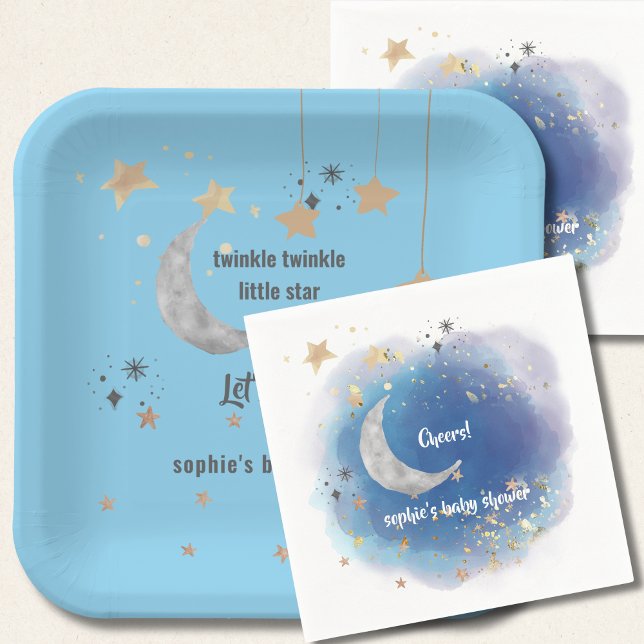 Plato De Papel Twinkle Twinkle Little Star, Azul  (Subido por el creador)