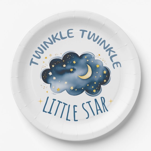 Plato De Papel Twinkle Twinkle Little Star Baby Shower (Anverso)