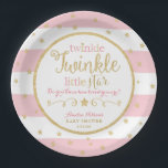 Plato De Papel Twinkle Twinkle Little Star Baby Shower Plates<br><div class="desc">Twinkle rosado y dorado Twinkle Pequeñas placas de papel Baby Shower Star</div>