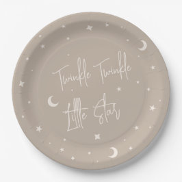 Plato De Papel Twinkle Twinkle Little Star Beige Baby Shower