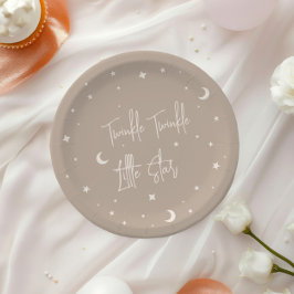 Plato De Papel Twinkle Twinkle Little Star Beige Baby Shower