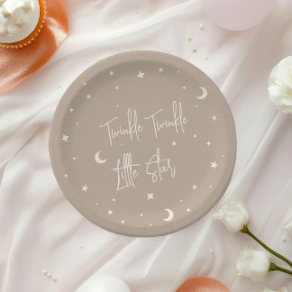 Plato De Papel Twinkle Twinkle Little Star Beige Baby Shower