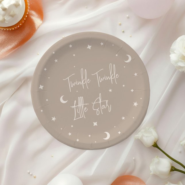 Plato De Papel Twinkle Twinkle Little Star Beige Baby Shower (Subido por el creador)