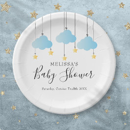 Plato De Papel Twinkle Twinkle Little Star Blue Boy Baby Shower