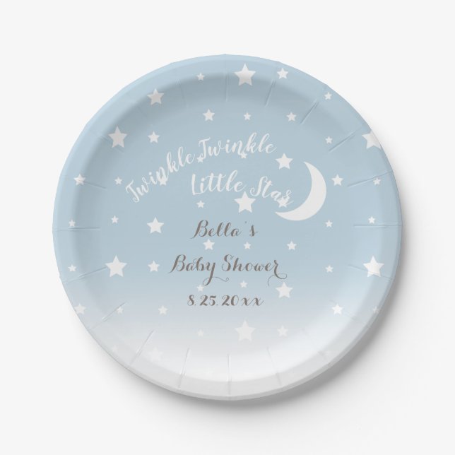 Plato De Papel Twinkle Twinkle Little Star Blue Paper Plate (Anverso)