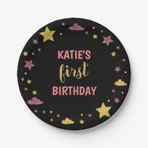 Plato De Papel Twinkle Twinkle Little Star First Birday Pink