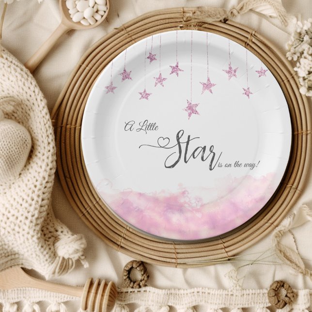 Plato De Papel Twinkle Twinkle Little Star Pink Girl Baby Shower (Subido por el creador)