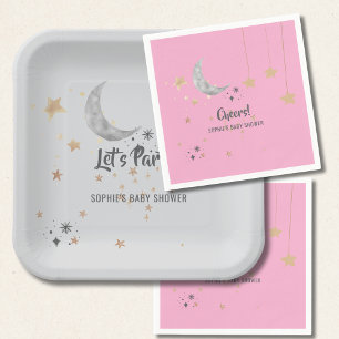 Plato De Papel Twinkle Twinkle Little Star Splash de Acuarela Ros