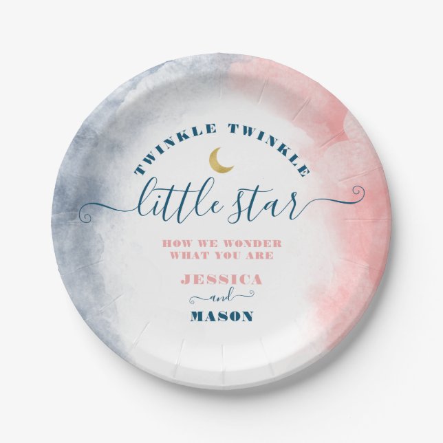 Plato De Papel Twinkle Twinkle Pequeña Estrella Género Revelar Pl (Anverso)