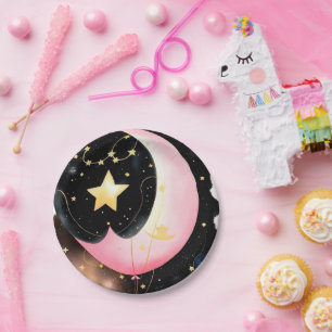 Plato De Papel Twinkling Celestial: Chica de la Luna y las Estrel