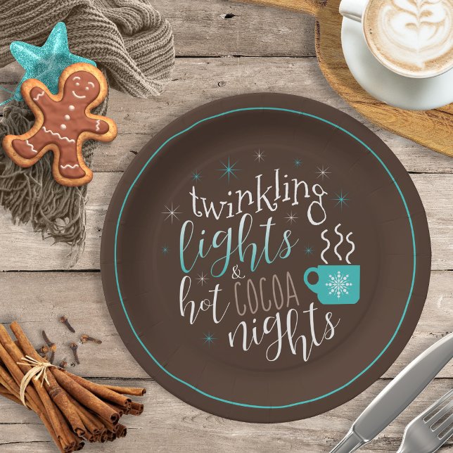 Plato De Papel Twinkling Lights Hot Cocoa Nights ID593 (Subido por el creador)