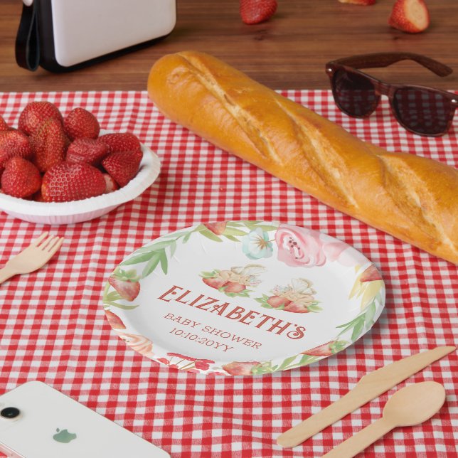 Plato De Papel Twins Strawberry Berry Sweet Baby Shower (Picnic)
