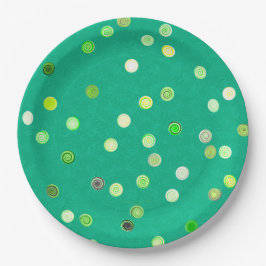Plato De Papel Twisty Polka Dot Spirals Green Paper Party Plates