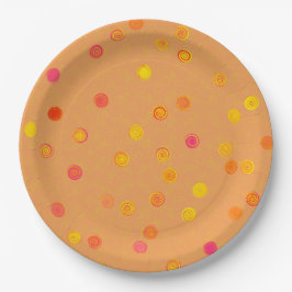 Plato De Papel Twisty Polka Dot Spirals Orange Paper Party Plates
