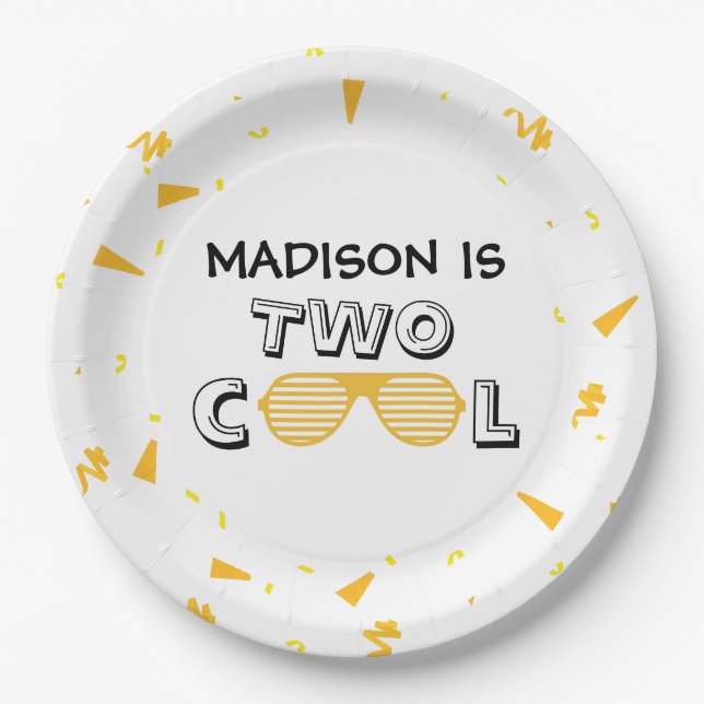 Plato De Papel TWO Cool Sunglass 2nd Birthday Party (Anverso)