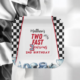 Plato De Papel Two Fast 2nd birthday Boy Racing Car 