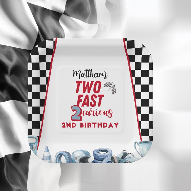 Plato De Papel Two Fast 2nd birthday Boy Racing Car  (Subido por el creador)