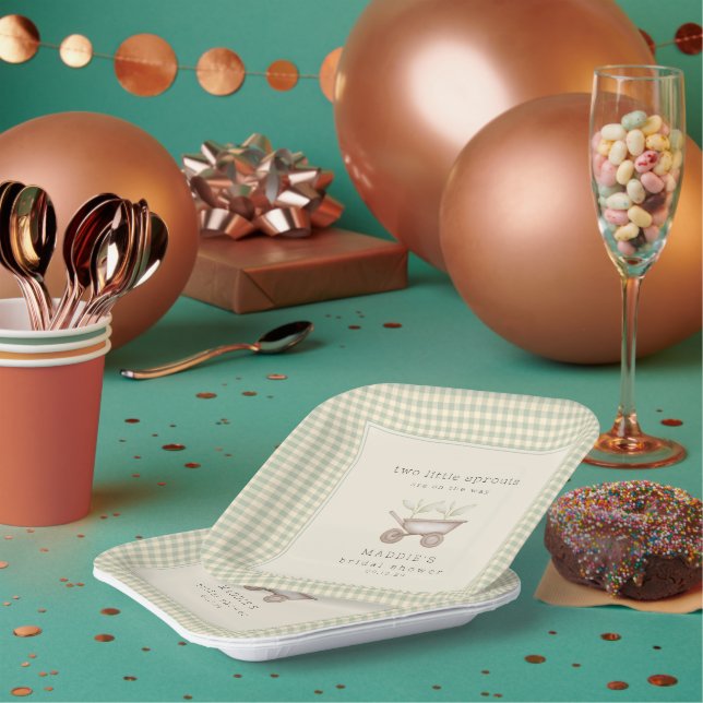Plato De Papel Two Little Sprouts are  on the Way Baby Shower  (Multi)